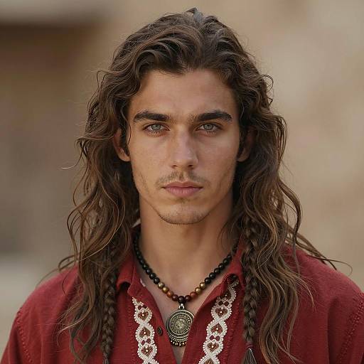 Handsome Young Man with Long Braided Hair