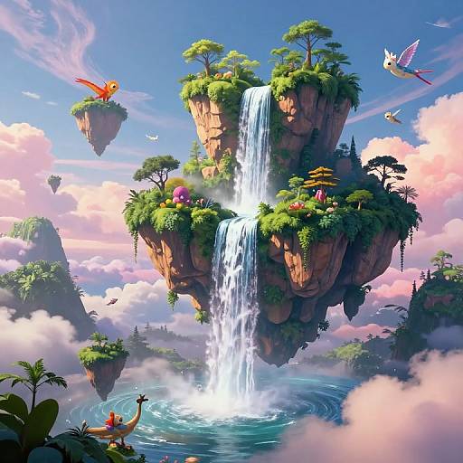 Surreal Dreamscape with Floating Islands