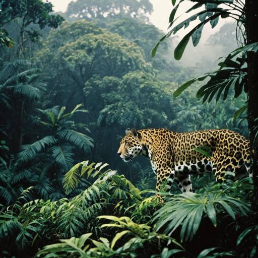 Jaguar Stalking in Misty Rainforest