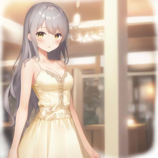 Anime Girl in Vintage Dress at Café