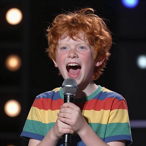 Lively Child Yelling with Microphone