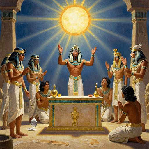 Egyptian Ritual with Radiant Sunlight