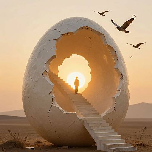 Ethereal Staircase Through Giant Egg