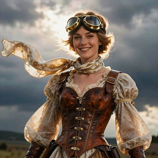 Baroque Aviatrix in Stormlit Couture