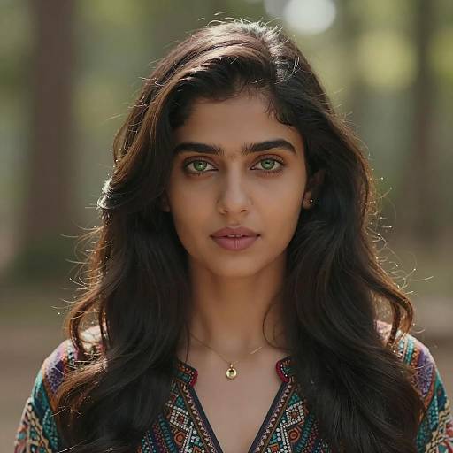 Portrait of Young Indian Woman with Green Eyes