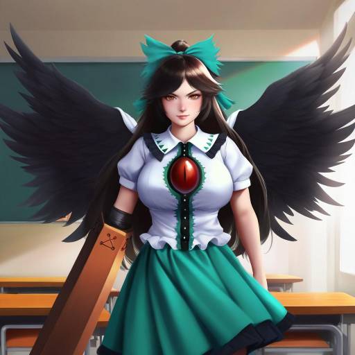Confident Utsuho in Classroom Setting