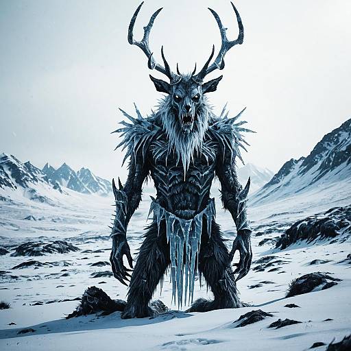 Frosted Ice Wendigo in Snowy Tundra