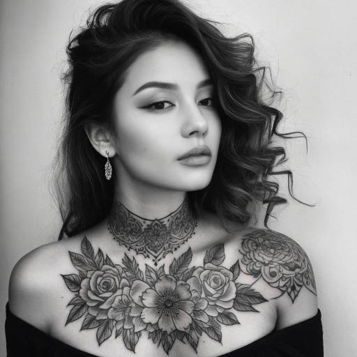 Young Woman with Floral Tattoos