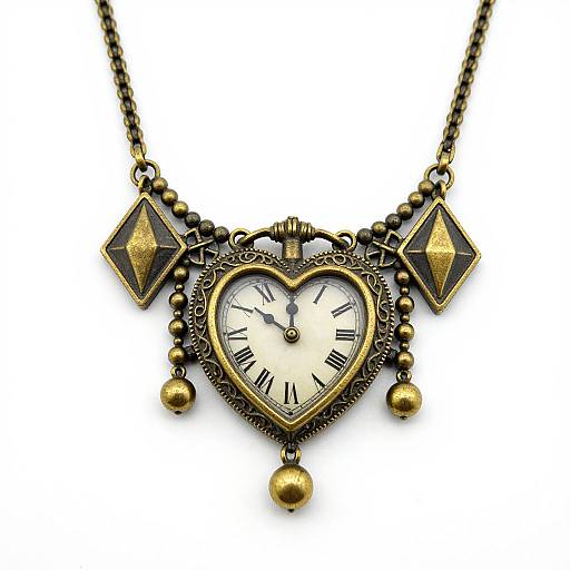 Elegant Steampunk Heart Clock Necklace