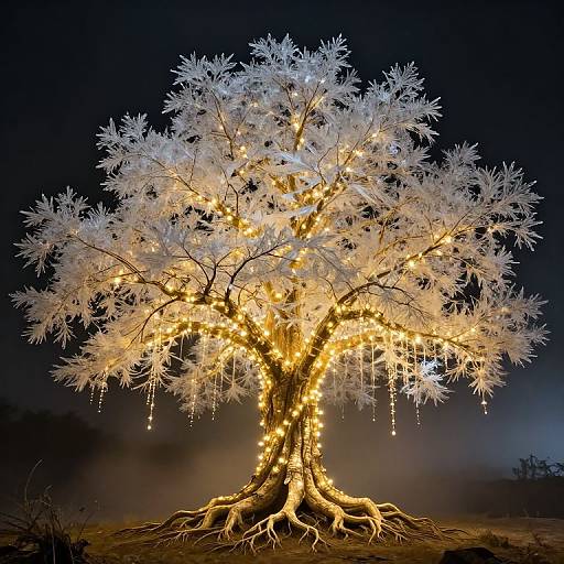 Majestic Crystal Tree with Golden Lights
