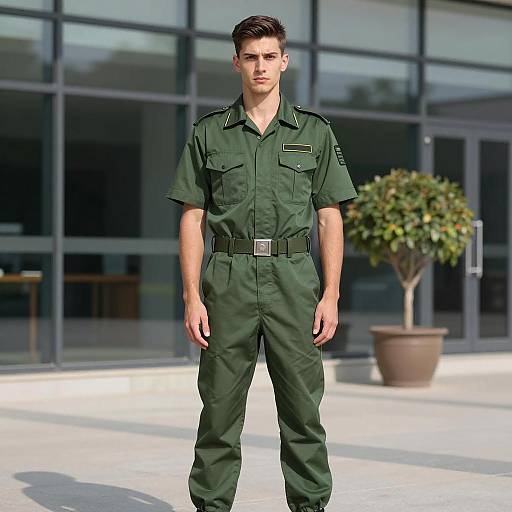Photorealistic Military Style Green Jumpsuit