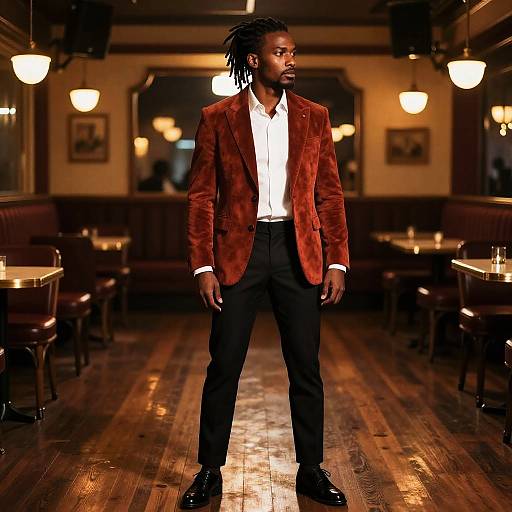 Dapper Caribbean Man in Vintage Jazz Club