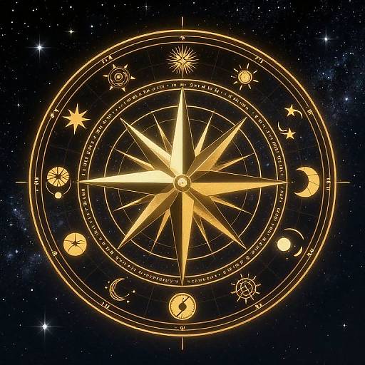 Golden Starlit Celestial Compass