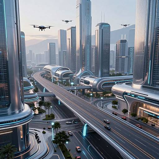 Futuristic Cityscape with Bioluminescent Glow