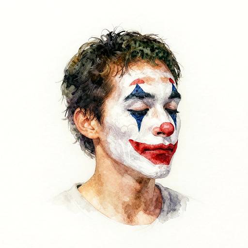Realistic Watercolor Portrait of Clown