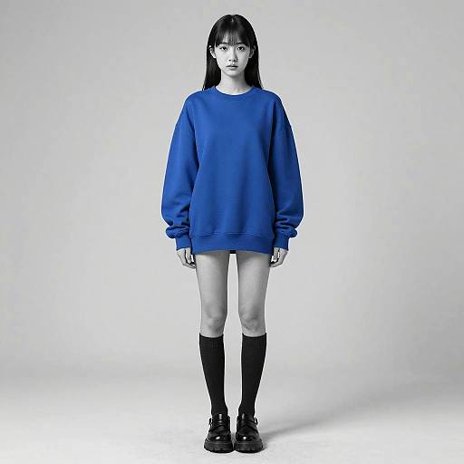 Monochrome Blue Solo Girl Illustration