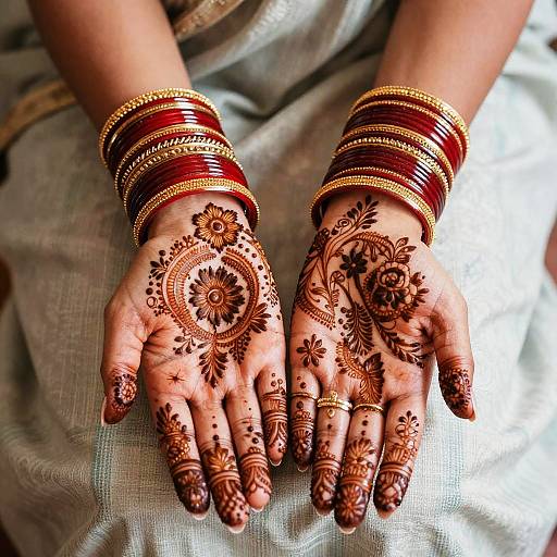 Intricate Henna Hands with Bangles