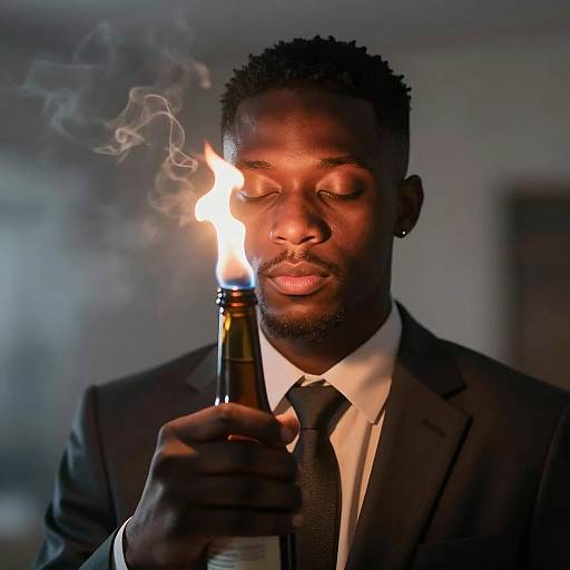 Dramatic Portrait of a Man with Fire