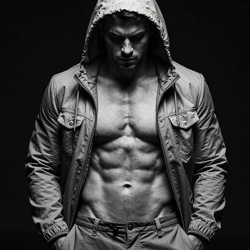 Intense Black and White Muscular Portrait