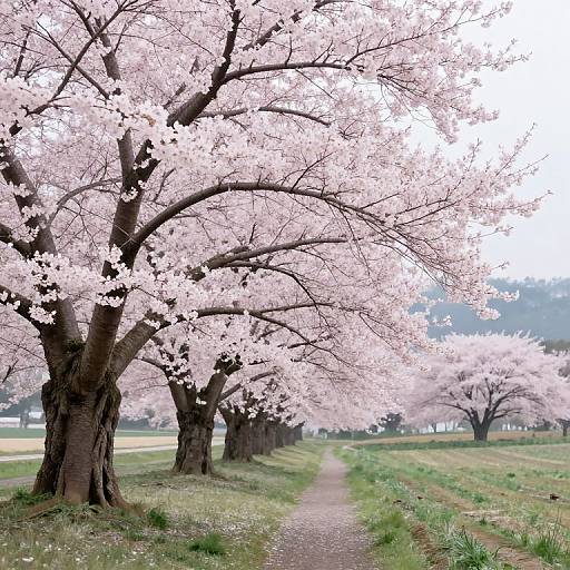 Winter Sakura Fantasy Landscape Wallpaper
