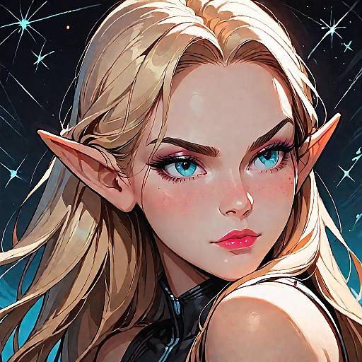 Glowing Blonde Elf Close-Up Portrait
