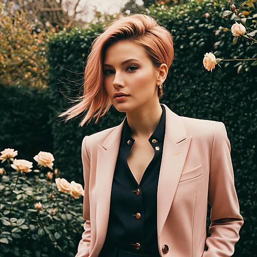 Woman with Rose Gold Hairstyle in Blazer