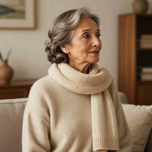 Elegant Elderly Woman with Side Part