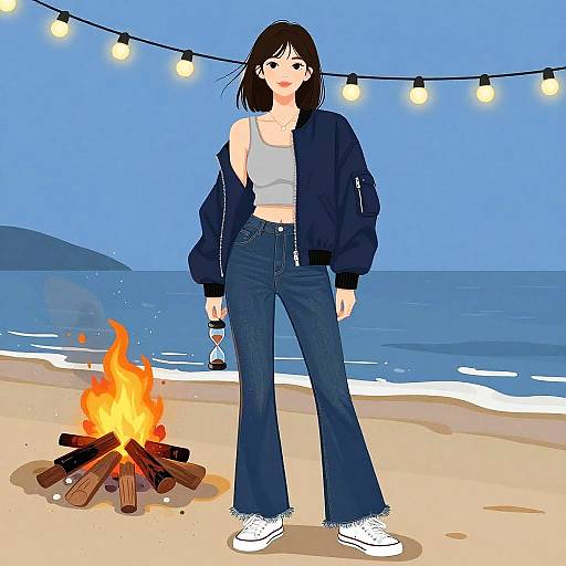 Hourglass Woman in Casual Streetwear