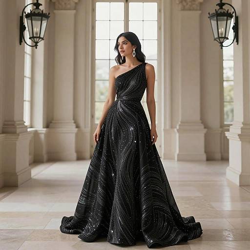 Elegant Woman in Black Gown