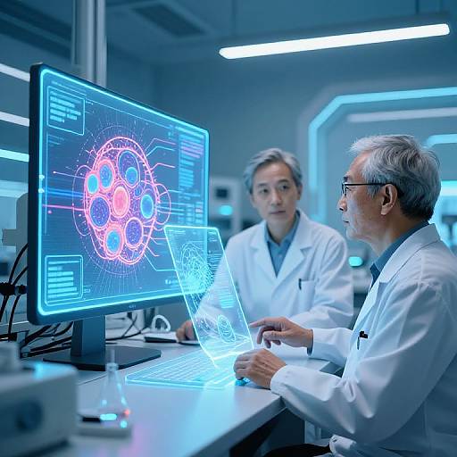 Futuristic Aging AI Laboratory Scene