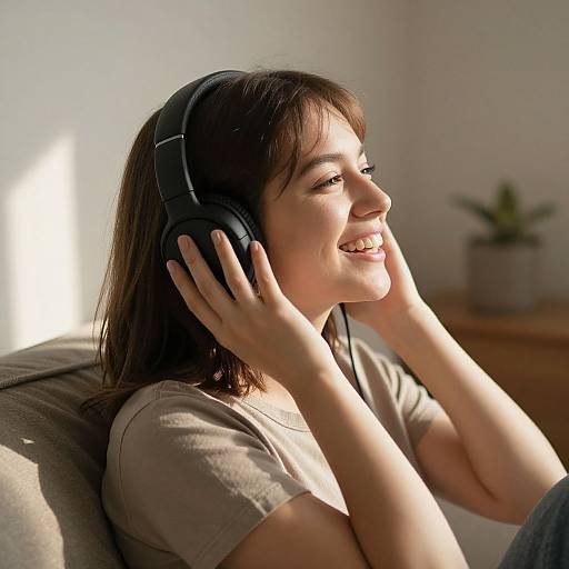 Woman Enjoying Music with Headphones