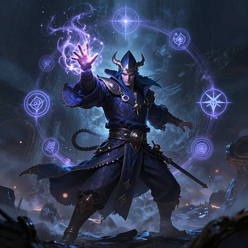 Arcane Wizard Casting Magical Spell
