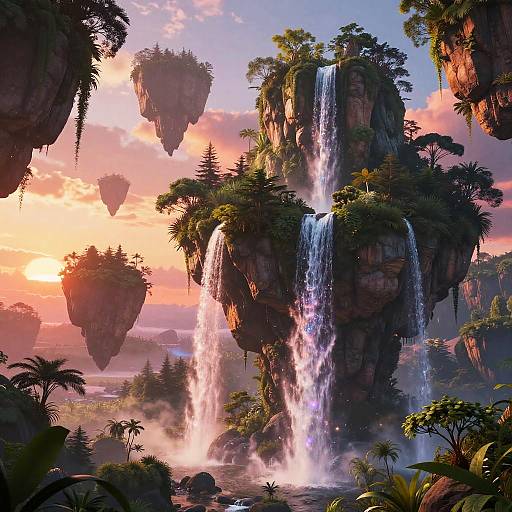 Majestic Floating Islands Fantasy Landscape