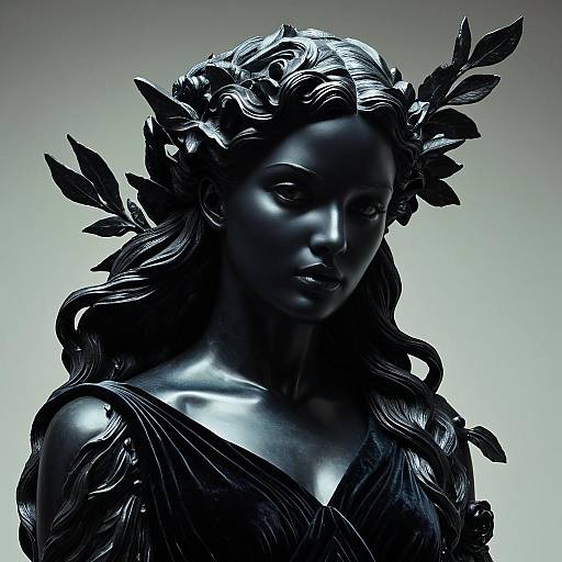 Persephone-Inspired Obsidian Velvet Sculpture
