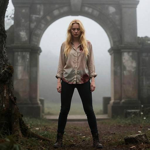 Mysterious Woman in Foggy Setting