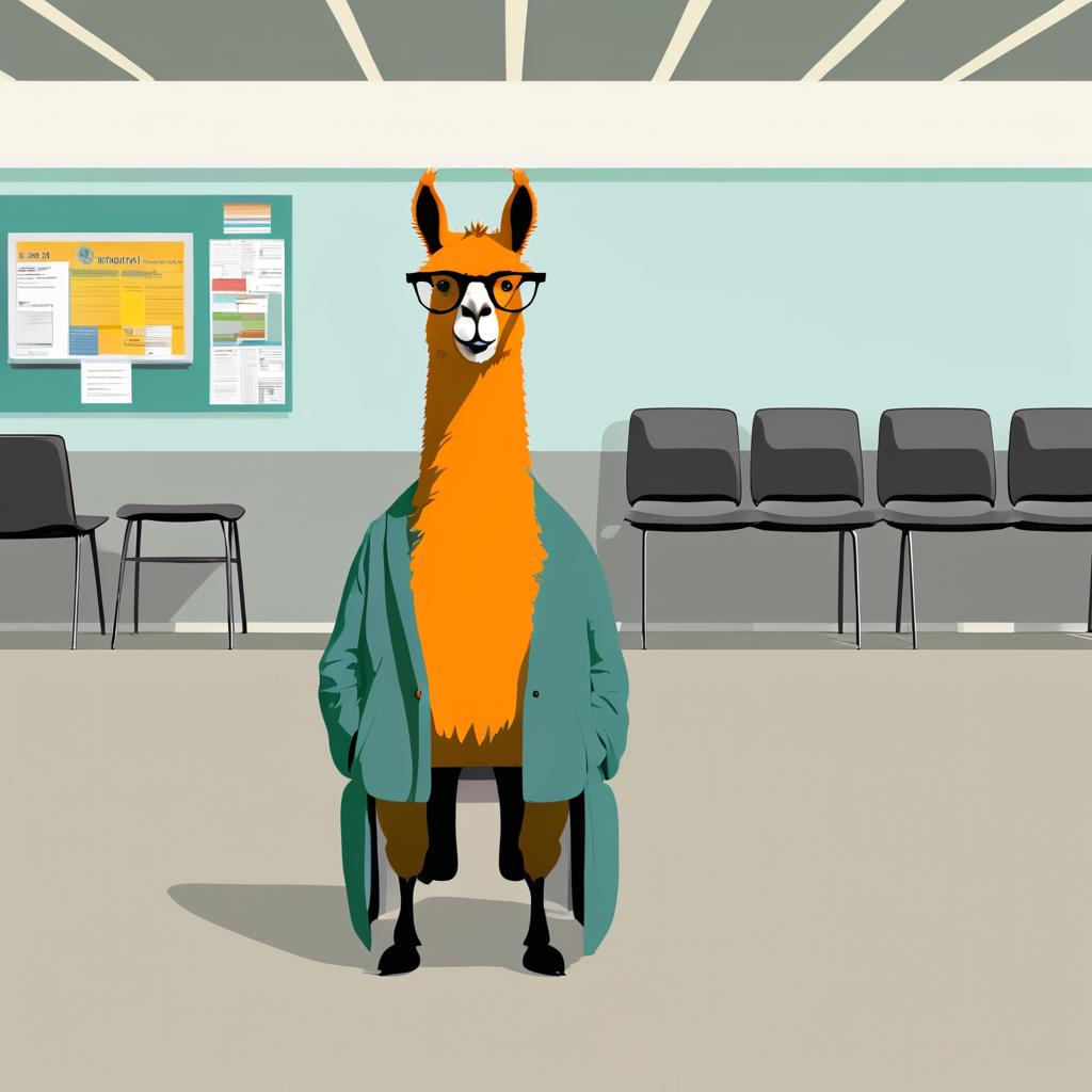 Llama's DMV Dilemma in Digital Art