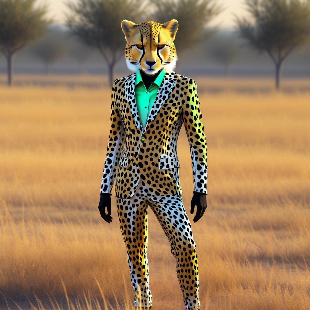 Glitchy Anthropomorphic Cheetah Character