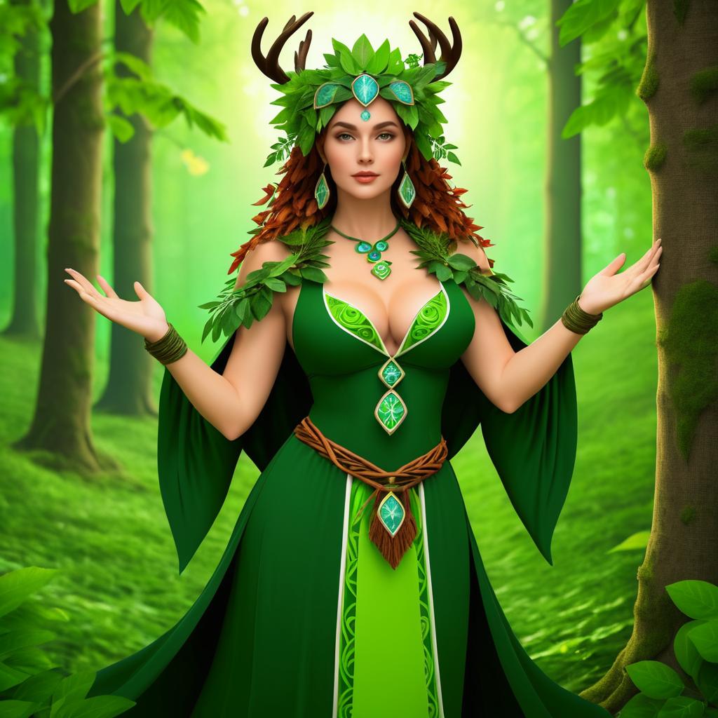 Eco-Friendly Druid Character with Cleavage