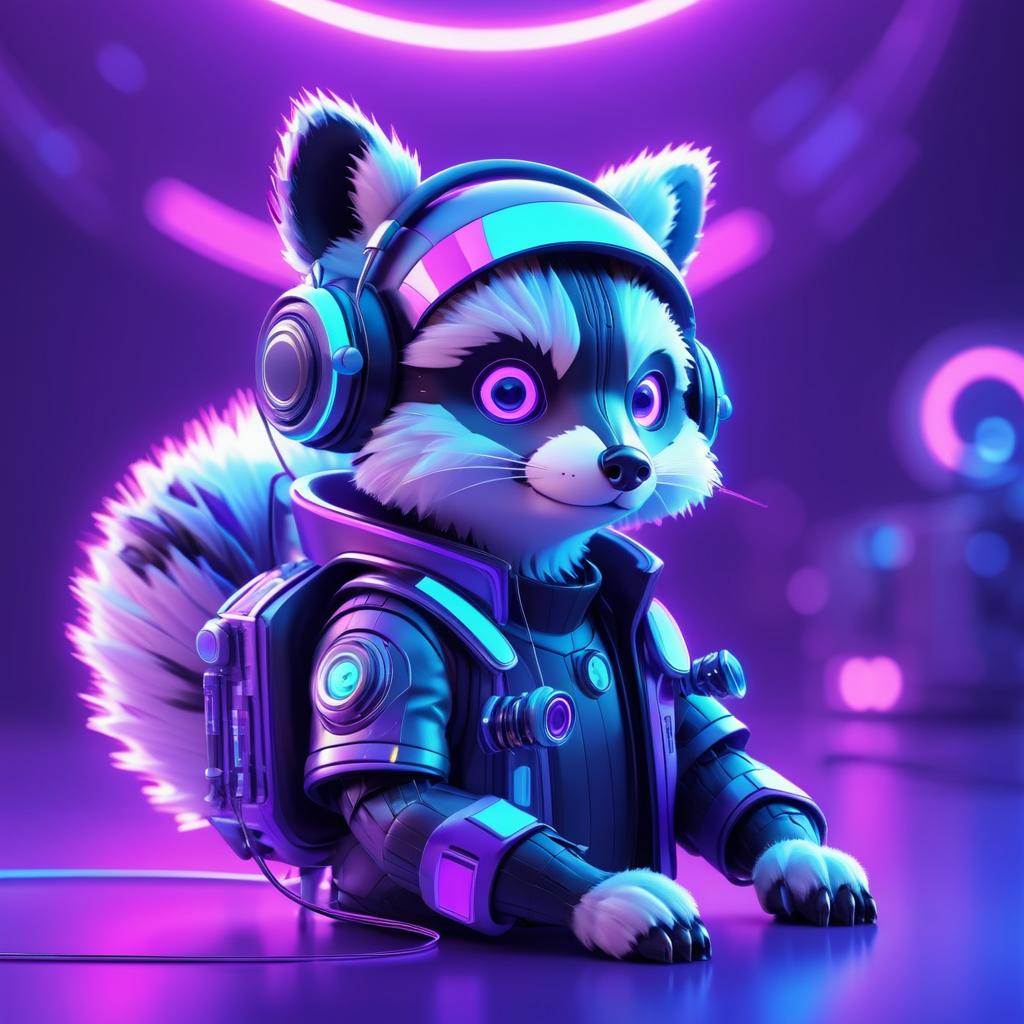 Futuristic Space Raccoon in 3D Render