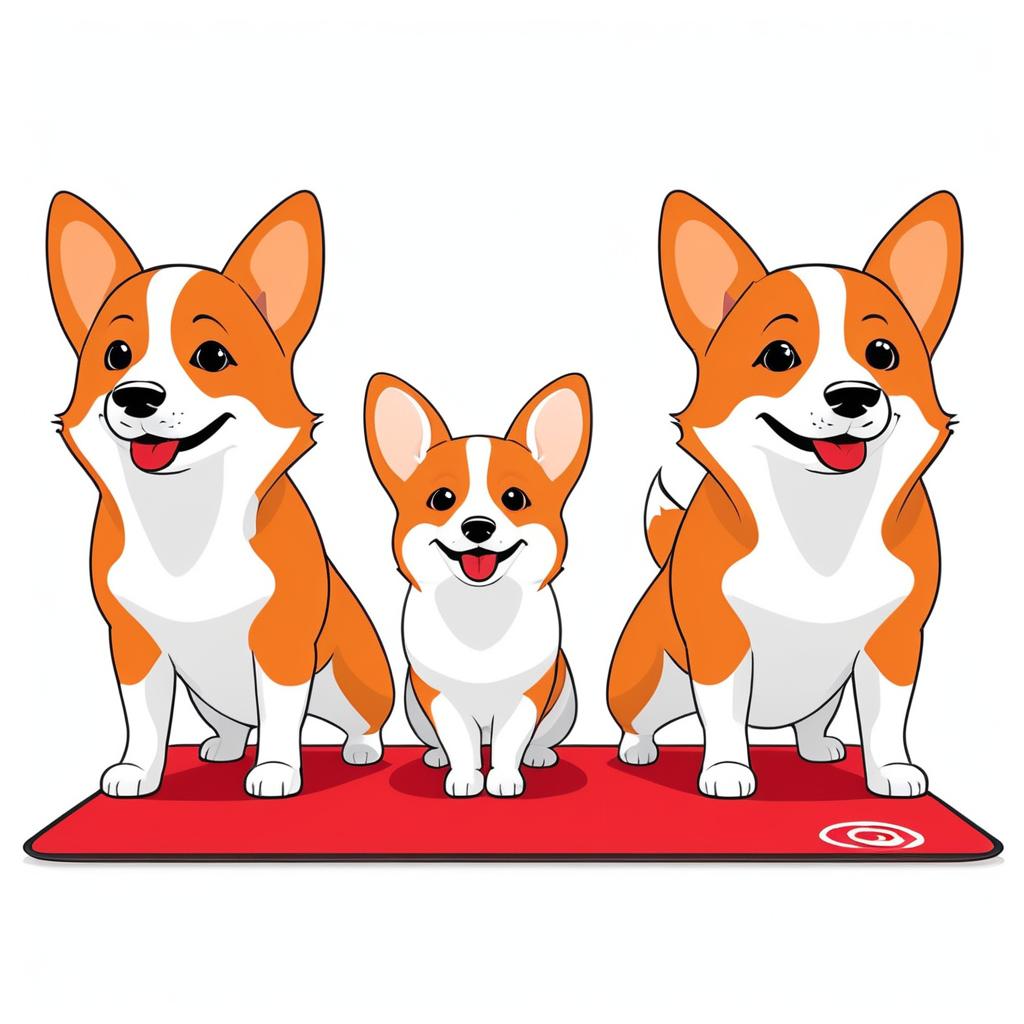 Playful Corgis in Yoga Poses Cartoon