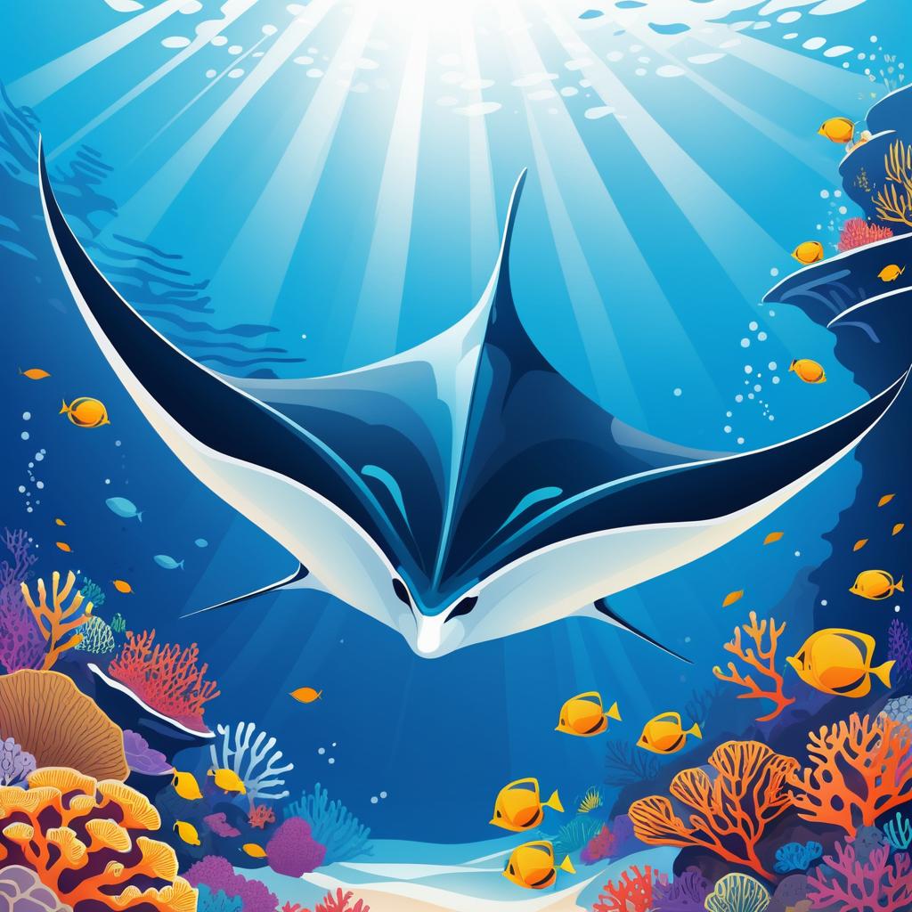 Elegant Manta Ray in Vibrant Reef