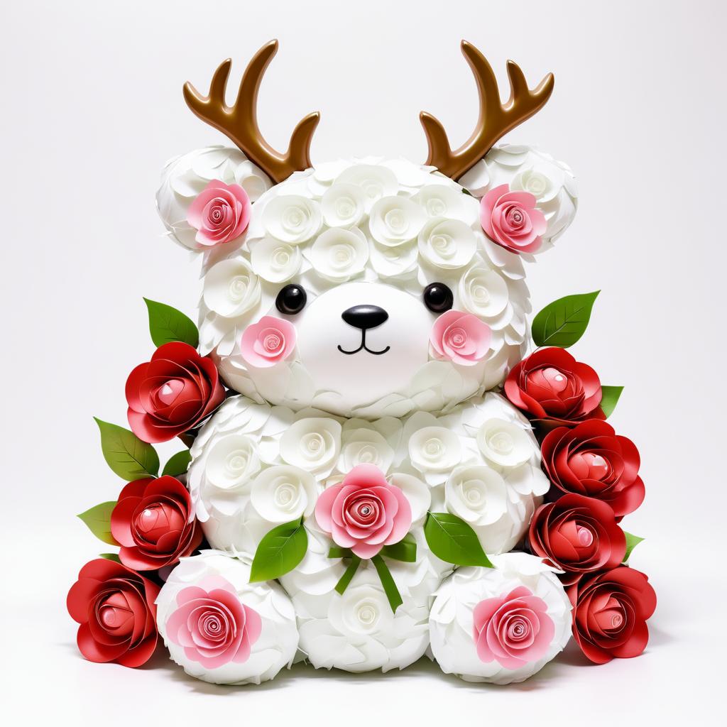 Kawaii Bear with Floral Antlers Design