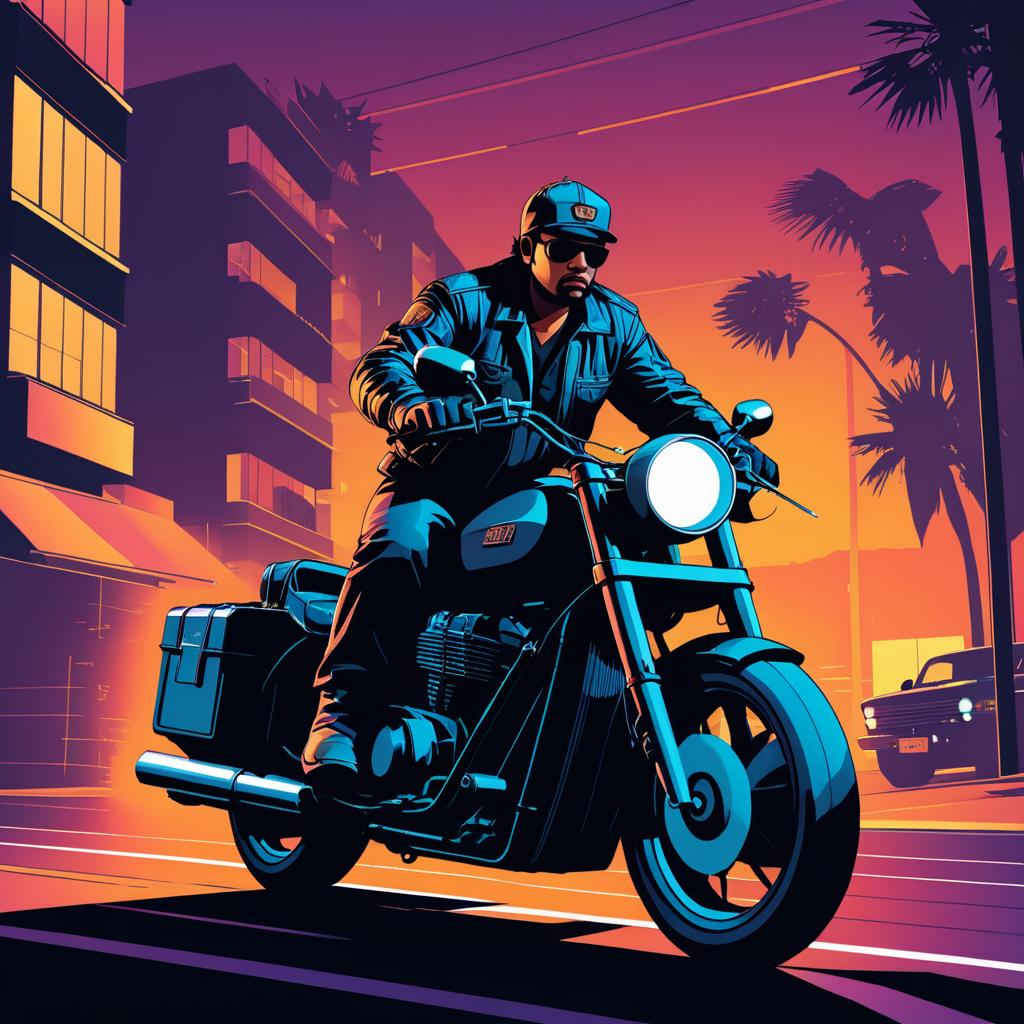 Daring Motorcycle Courier at Night