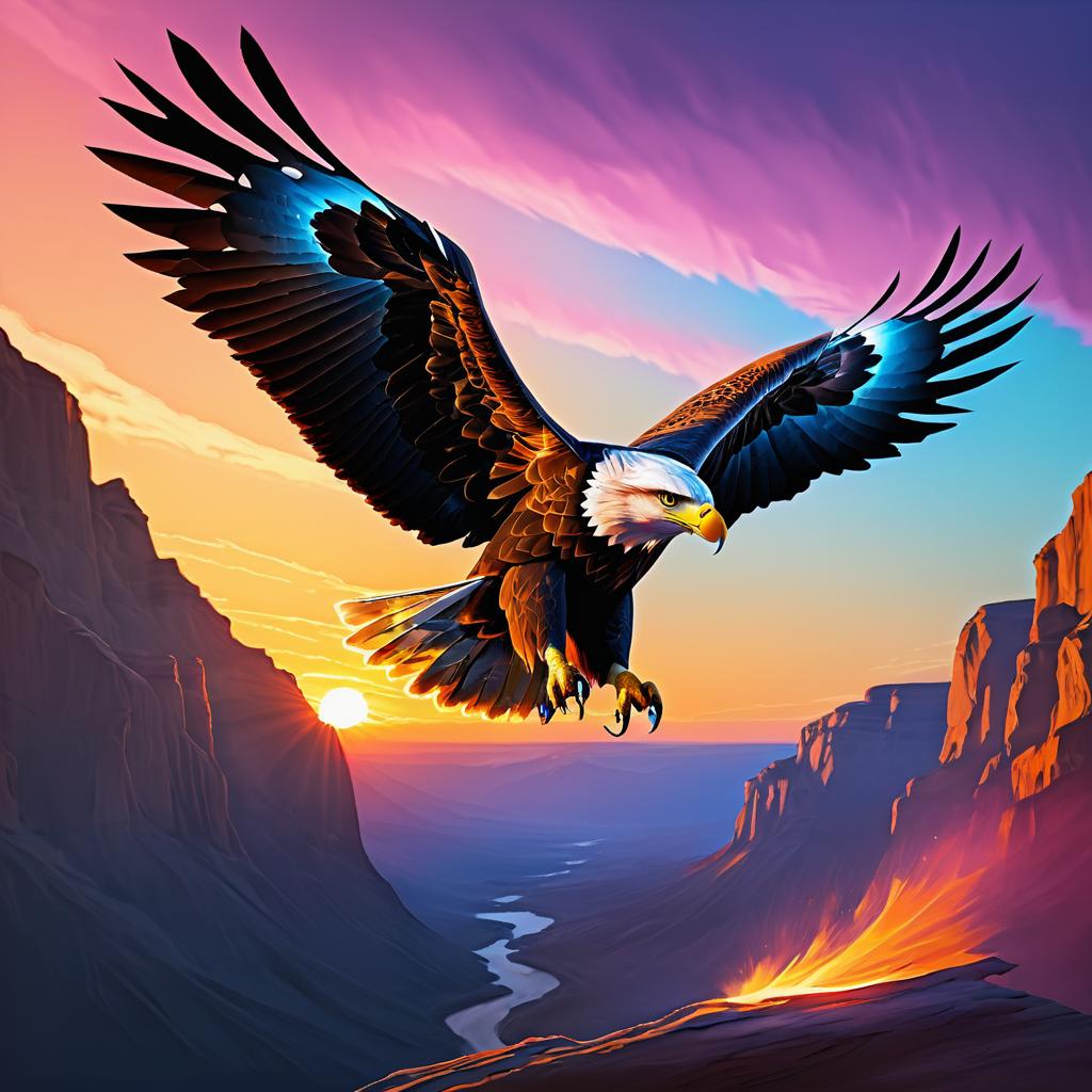 Majestic Eagle in Pastel Sunset Scene