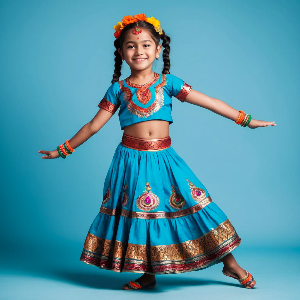 Excited Girl in Colorful Chaniya Choli