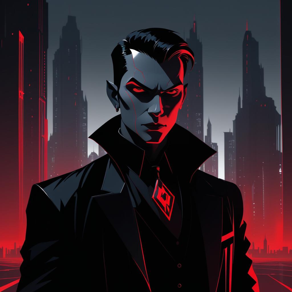 Intriguing Vampire Portrait in Dystopian Setting