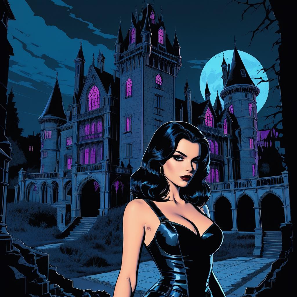 Gothic Horror Comic Girl at Midnight