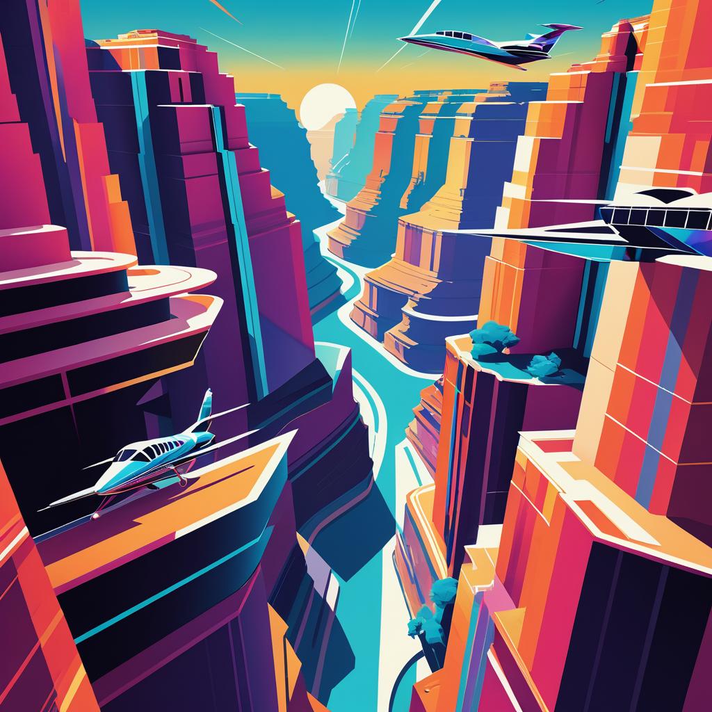 Glamorous Art Deco Grand Canyon Scene