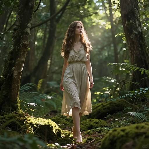 Serene Fantasy Girl in Lush Forest