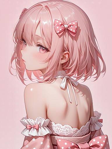 Anime Girl in Pastel Pink Cotton Romper